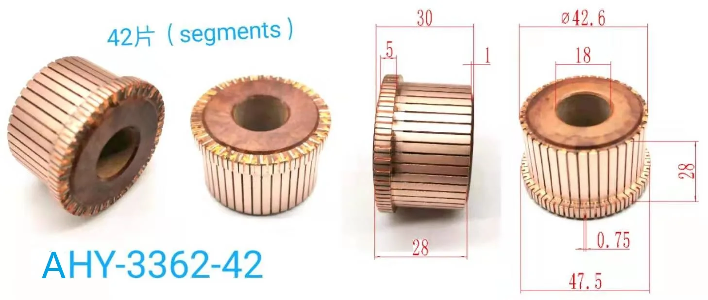 1Pc 18x42.6x30(28)mm 42P Copper Bars Alternator Electric Motor Commutator AHY-3362-42