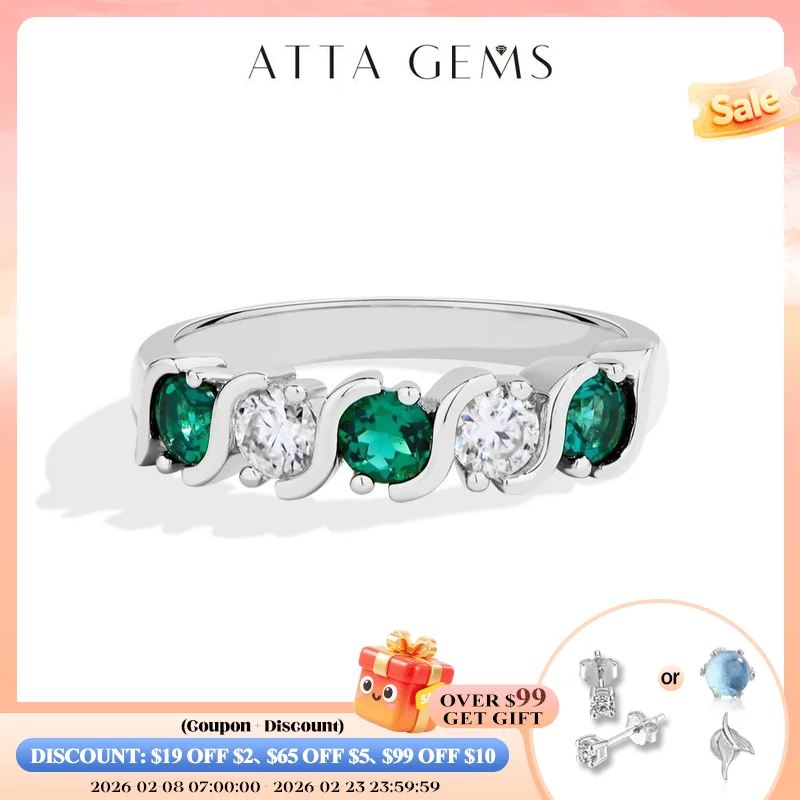 

ATTAGEMS Light Luxury Lab Emerald Moissanite Rings Fashion Women Rings 925 Sterling Silver Ring Party Hot Statement Jewelry Gift