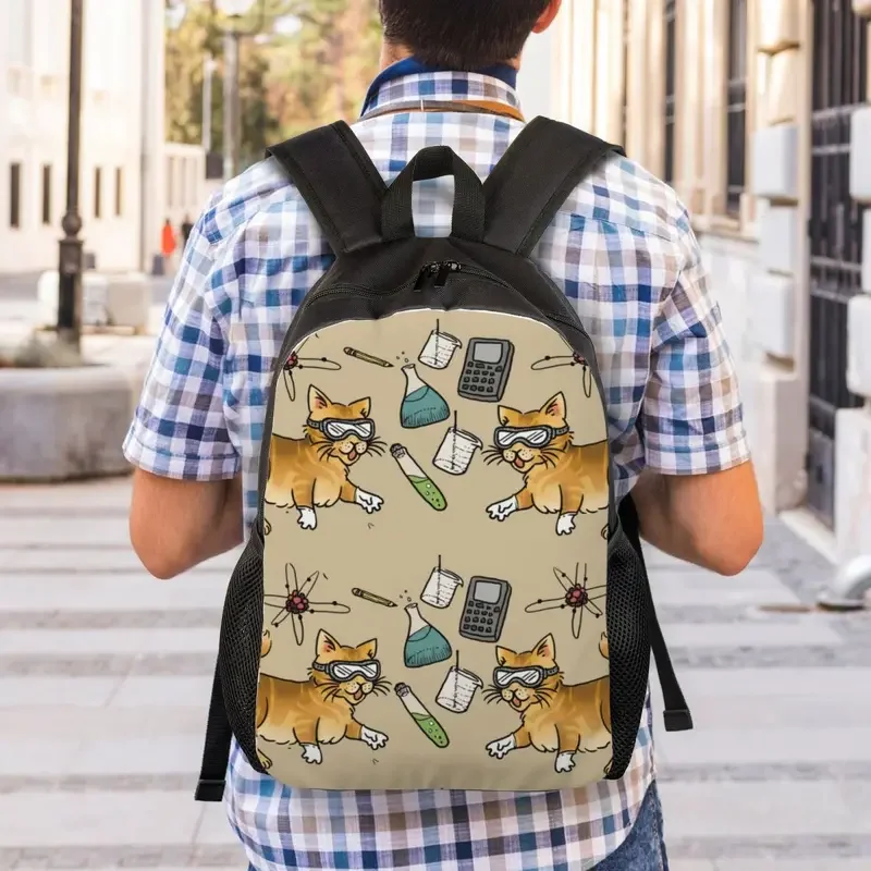 Mochila personalizada Stem Cats para hombres y mujeres, bolsa de libros informal para la Escuela Universitaria, bolsas de ciencia y química biológica