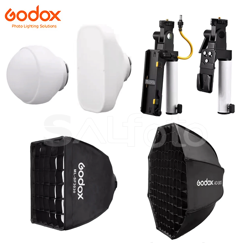 

Godox ML60II Bi Accessory AK-B01 AK-B02 Battery Handle Adapter ML-CD15 Diffusion Dome ML-1625 Tent ML-SF3030 AD-S60S Softbox