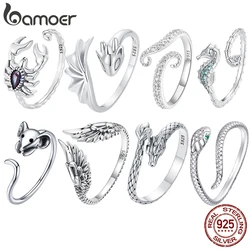 Bamoer Original 925 Sterling Silver Scorpion Snake Ring Dragon Wings Mouse White Gold For Women Party Gift Fine Jewelry New Year