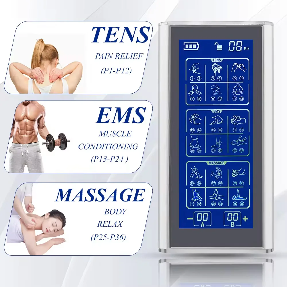 TENS Electric Muscle Stimulator EMS 36 Mode Body Arm Back Massager Physiotherapy Slimming Machine Muscle Massage Relaxation