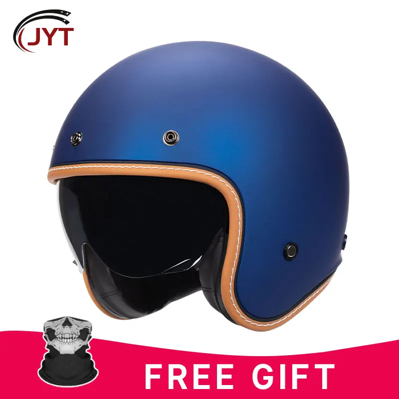 

Open Face Helmet Retro 3/4 Motorcycle Helmets Men Vintage Jet Helmet Cafe Racer Four Seasons DOT Approved Capacete De Moto