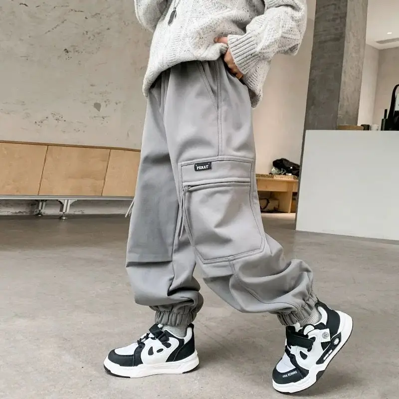 

2025 Spring Autumn Boys' Utility Pants Big Kids Casual Sports Pants Trendy Outdoor Wear for Toddler Boys