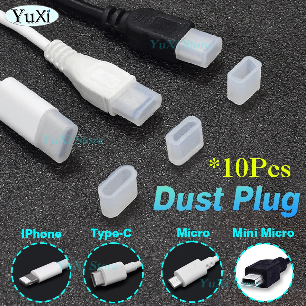 

10pcs Type-C Micro USB Dust Plug USB Charging Port Protector Mini USB Silicone Anti-dust Plug Cover Cap for IPhone Samsung Cable