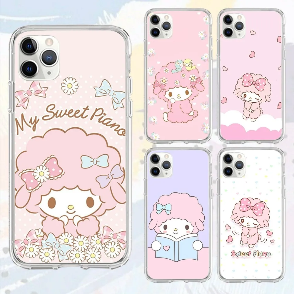 S-Sario M-my Sweet Piano Phone Case For Iphone 16 15 11 13 14 Pro Max 7 8 Plus X Xr Xs Max Se2020 12mini Transparent Cover