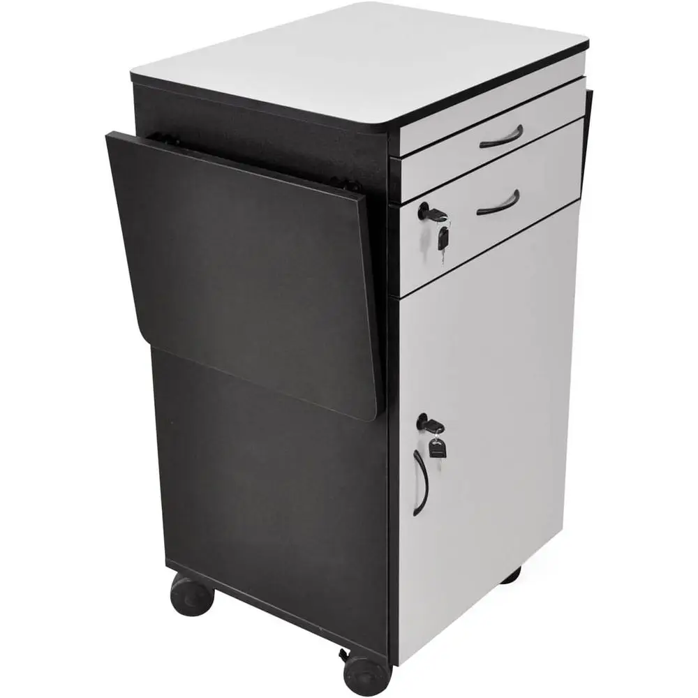 

Multimedia Workstation Cart, 38 Height, Sturdy Black/Gray Laminate Finish
