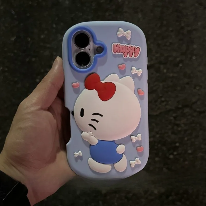 Desenhos animados tridimensional hello kitty minha melodia caso de telefone móvel 16promax iphone15 silicone 1413 feminino 14pro caso de telefone móvel