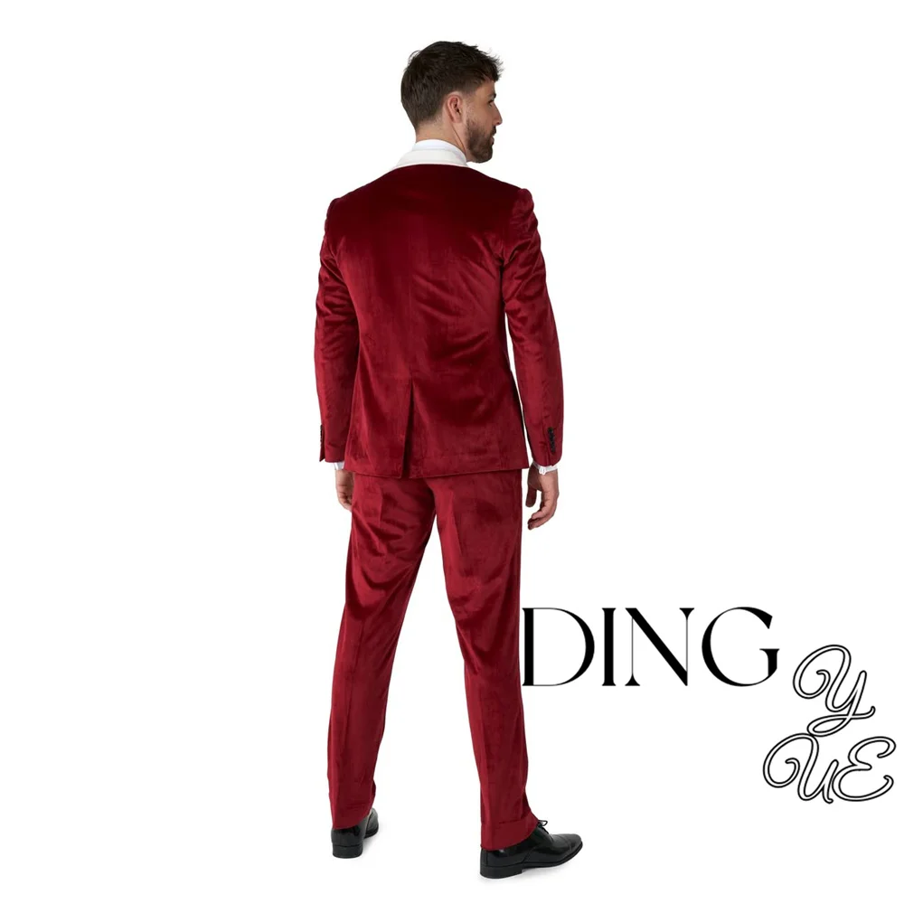 Men's 2 Pieces Slim Fit Tuxedo Velvet For Wedding Men Formal Outfit Premium Tuxedo Suit Slim Fit Blazer Pants