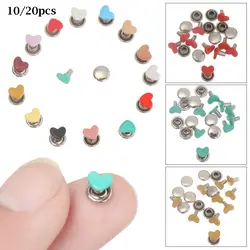 10/20pcs 6mm Mini Mushroom Spikes Buttons Metal Heart Buckle Doll Buttons DIY Doll Belt Buckles Bag Shoes