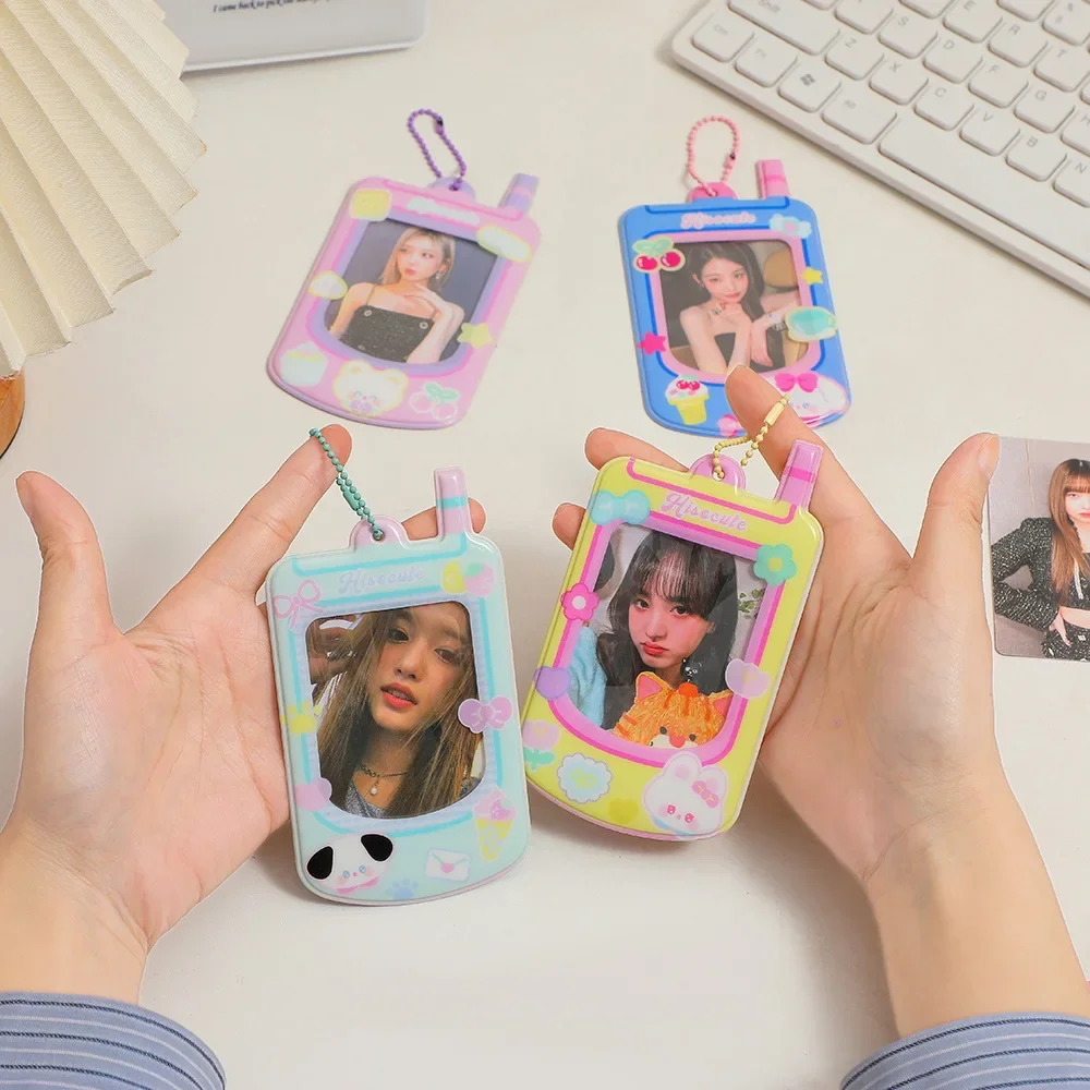 Kawaii Photocard Holder Mobile Phone Shape Photo Album Kpop Photo Protector Photo Albums Cards Holder School Stationery Supplies