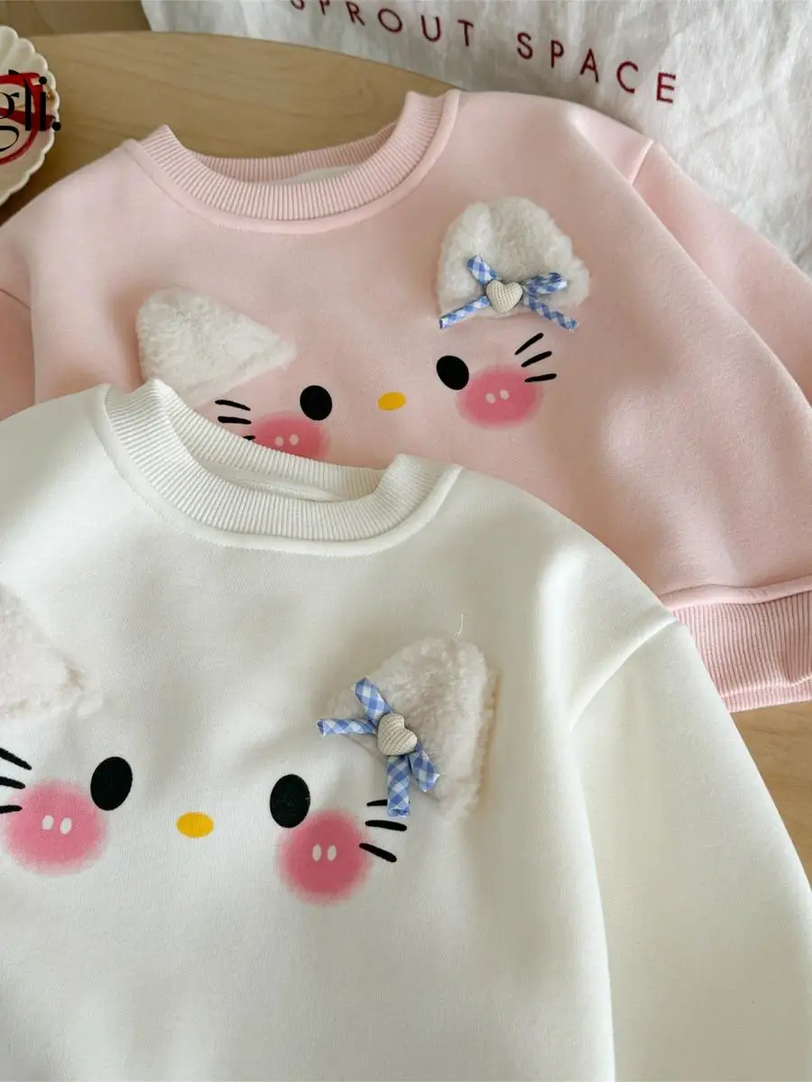 Dziewczęca bluza z kapturem z podszewką, zimowa odzież, nowa, super modna bluza dla dzieci, warstwa bazowa, top irt