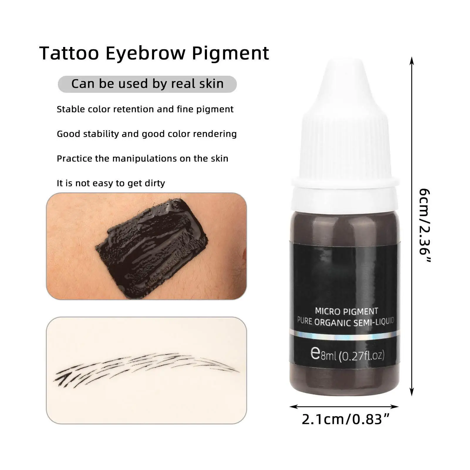 Set di inchiostri per tatuaggi Microblading da 3 pezzi da 24ml-pigmenti per sopracciglia marroni neri e scuri per persone reali per la pratica