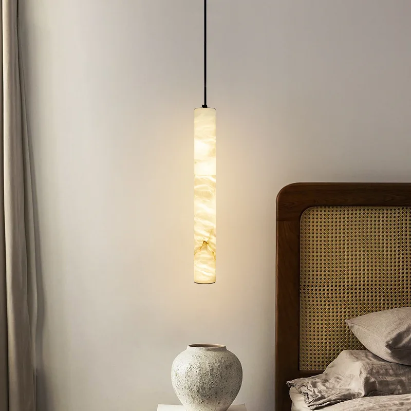 Modern All Copper Marble Pendant Light LED Living Room Restaurant Bar Counter Bedroom Bedside