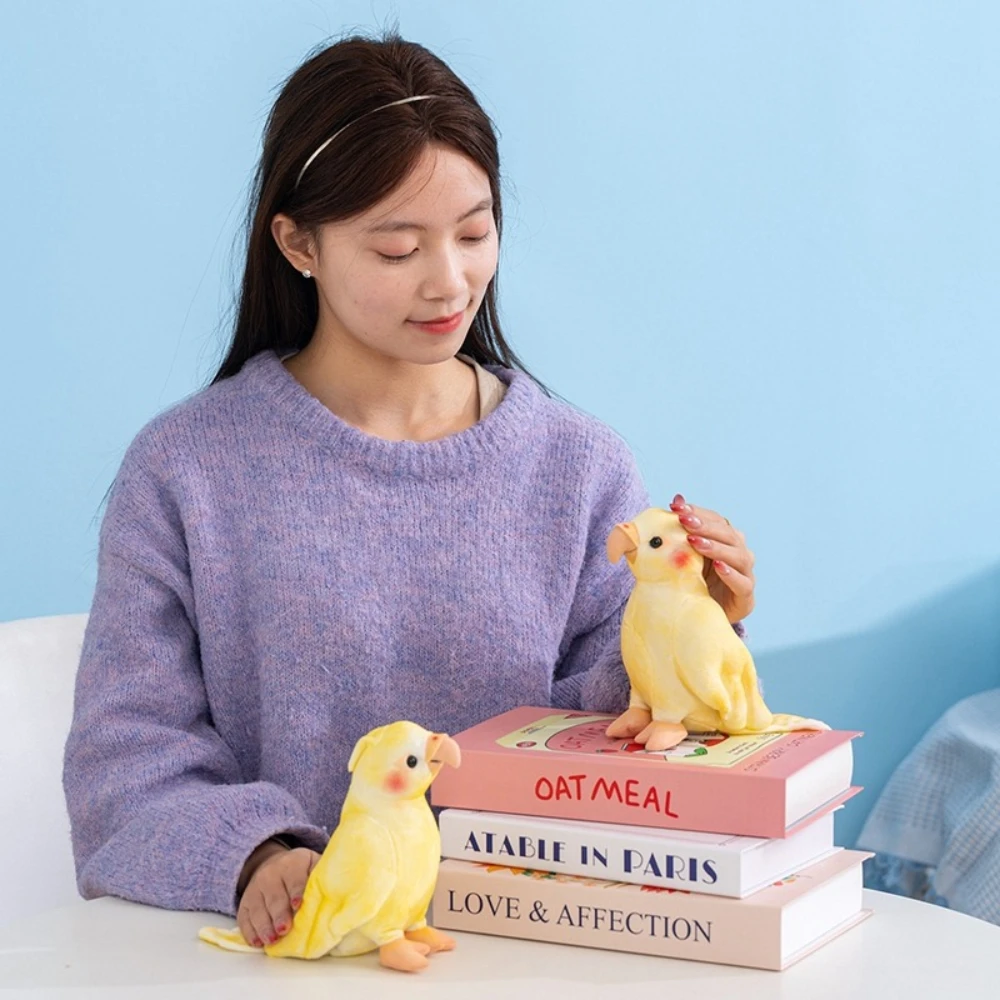 

17CM Cute Yellow Parrot Plush Toy Soft Stuffed Animal Doll Realistic Bird Figure for Girls Boys Birthday Gift Room Decoration