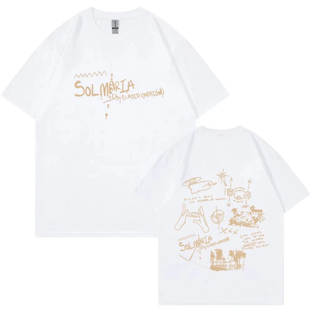 تي شيرت هيب هوب عصري كبير الحجم للرجال Eladio Carrion Sol Maria Tour 2025 فضفاض 100_ قطن بأكمام قصيرة تي شيرت Harajuku #3