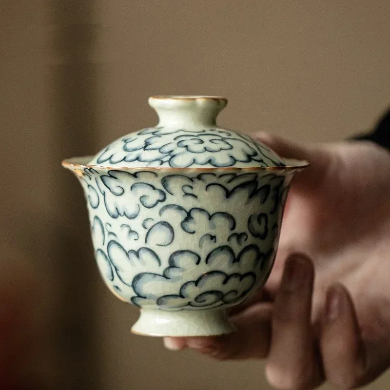 

Cloud Ceramic Opening Gaiwan For Tea Blue Tureen Ru Yao Teaware Set Chinese Tea Bowl Chawan 's Tea Cup