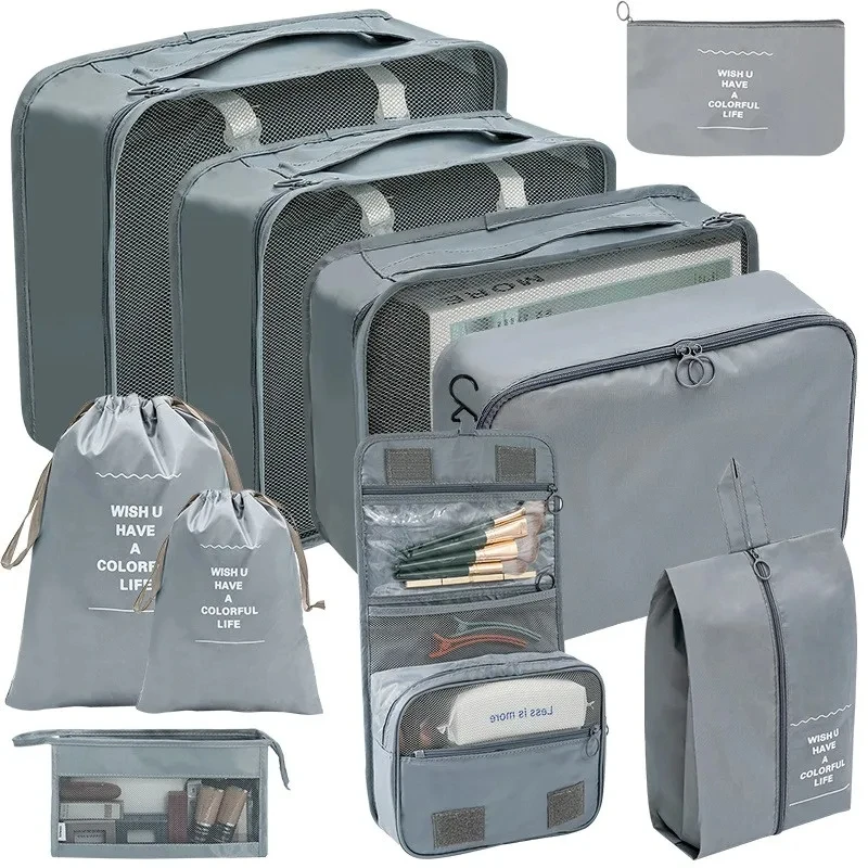 7/8/9/10 Stuks Set Reisorganisator Opbergzakken Koffer Verpakking Cubes Set Koffers Draagbare Bagage Kleding Schoen netjes Pouch Opvouwbaar