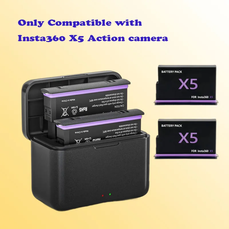 

2800mAh+Dual Slot Charger Set 2025 New X5 Battery 360 X5 Rechargeable Battery for Insta 360 X5 Battery Power Accessories