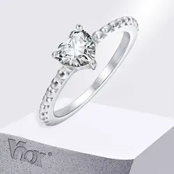 Vnox Women's Heart Love Ring, Sparking Cubic Zirconia Heart Solitaire Wedding Rings, Promise Engagement Ring Gift Anniversary