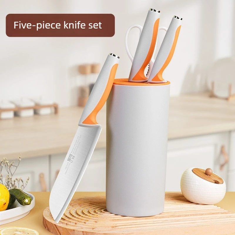 

3-PCS Kitchen Knife Sets Stainless Steel Blade Household Cooking Knife Sets with Scissors and Knives Holder Comfortable Handle