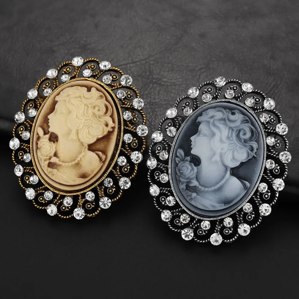 Retro Bohemian Style Palace Beauty Head Brooch Charm Women\'s Brooch Fashion New Party Jewelry Accessories Gift Wholesale