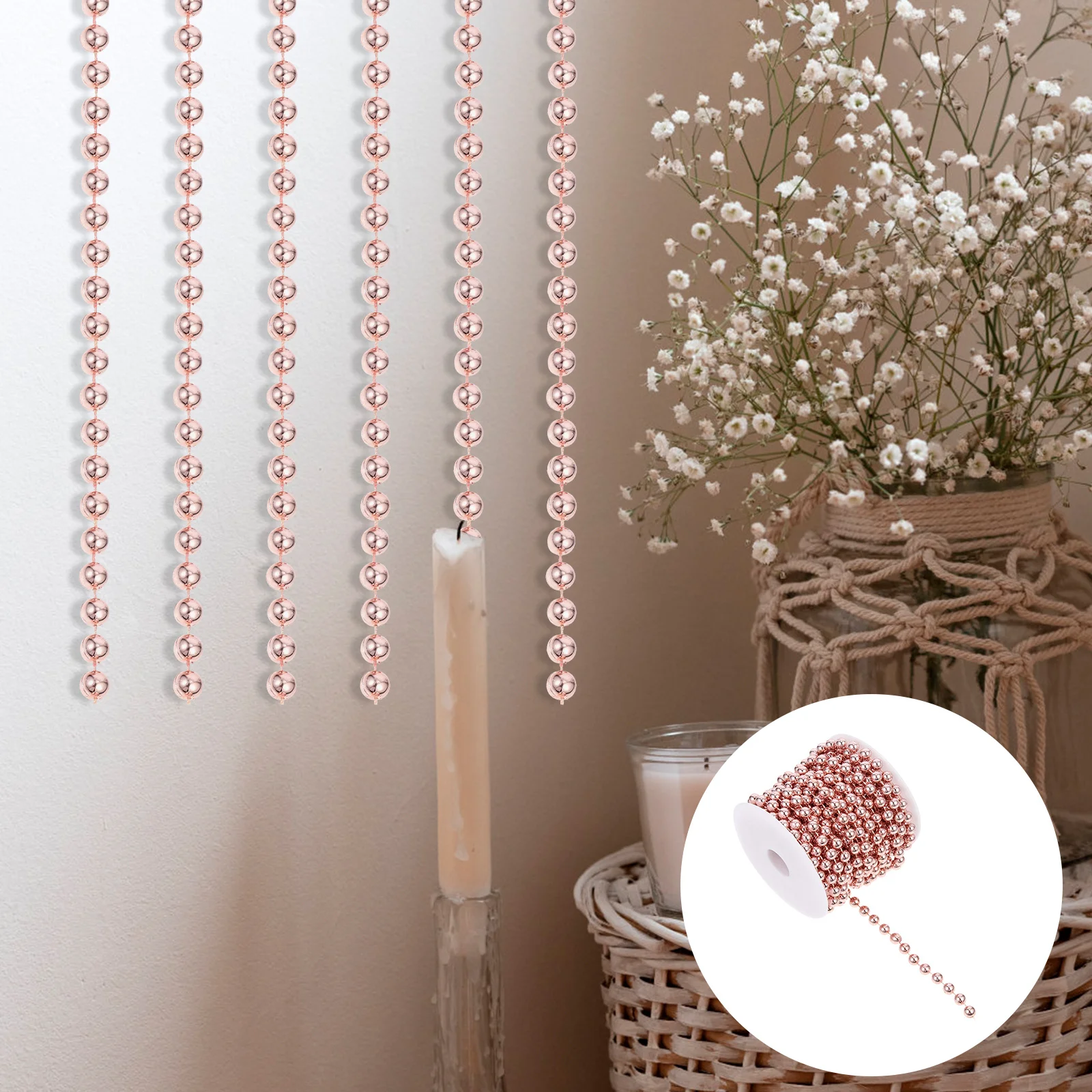1 لفة حبات اللؤلؤ الستار حبة سلسلة الباب حبة قلادة قلادة الزخرفية لستار الباب حفل زفاف الديكور