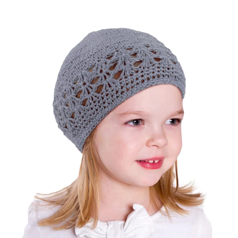 Kids Girls Mesh Hair Net Crochet Cap Snood Sleeping Night Cover Turban Boy Muslim Kufi Hat Bonnet Beanies Headwear Headscarf