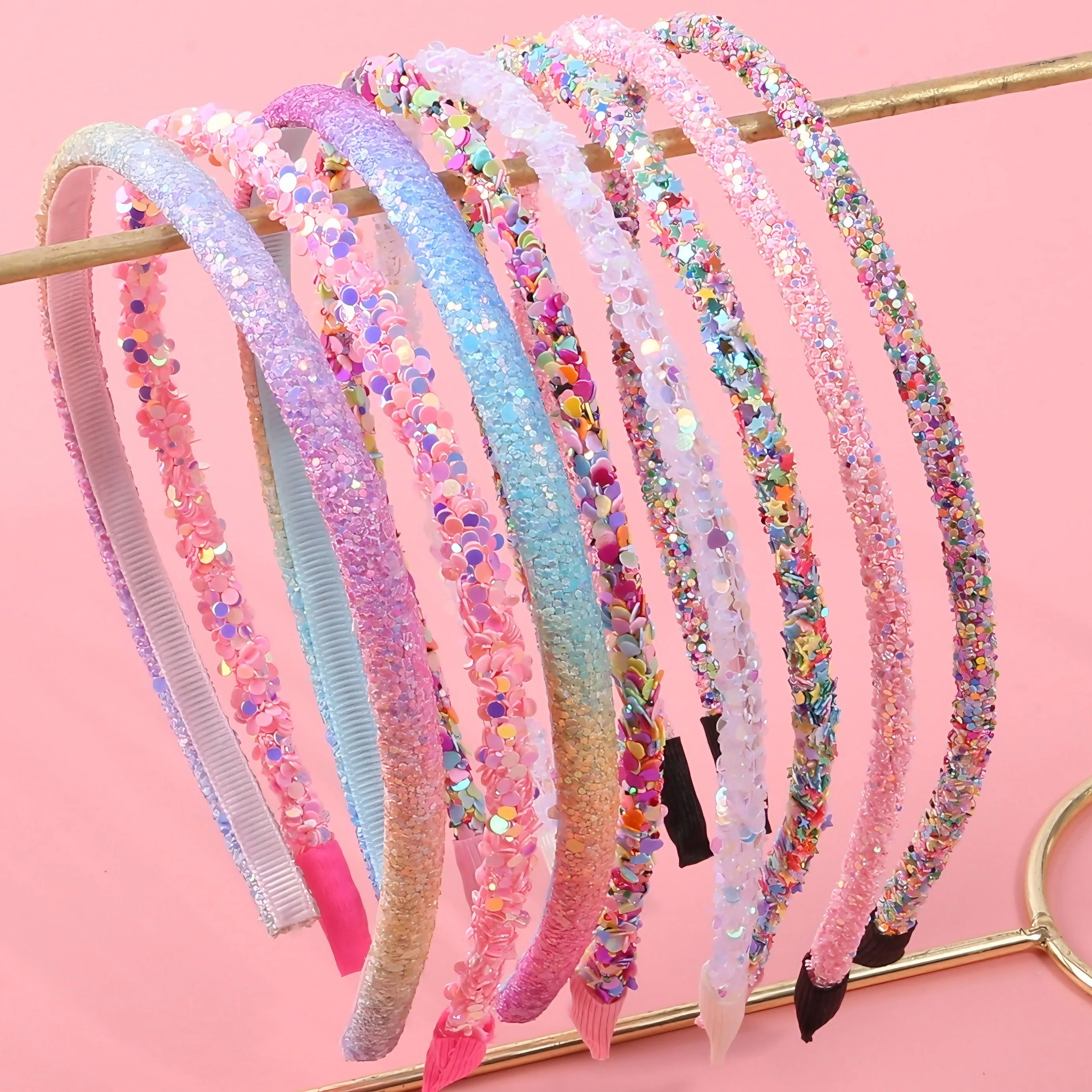 6 Stück glitzernde Regenbogen-Stirnbänder für Damen und Mädchen, Haarschmuck, Party-Dekoration, glitzernde Haarbänder, Mädchen- und Kinder-Haar-Accessoires