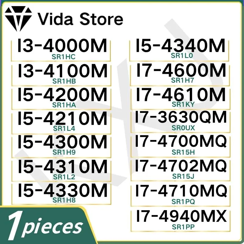 I3-4000M/4100M/I5-4200M/4210M/4300M/4310M/4330M/4340M/I7-4600M/4610M/4700MQ/4702MQ/4710MQ/4712MQ/4800MQ/4810MQ/4900MQ/4930MX