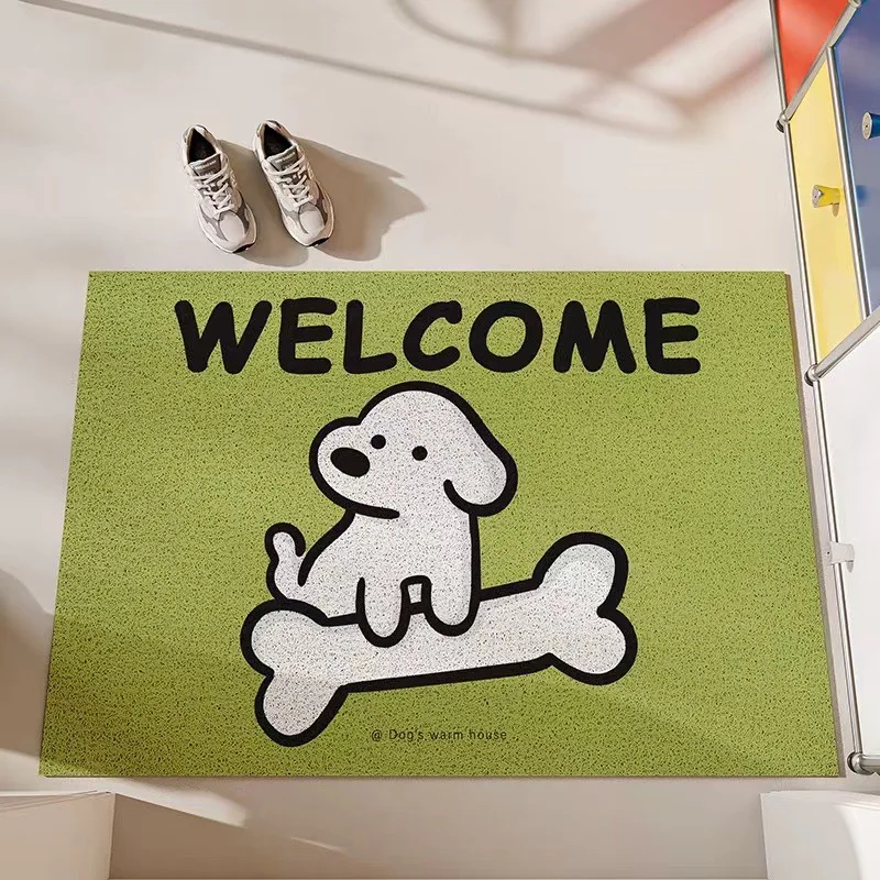 

Cute Cartoon Dog Welcome Entrance Doormat Anti-slip PVC Floor Mat Entry Porch Hallway Entryway Home Decor Dust Removal Carpet