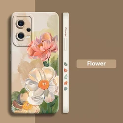 For Xiaomi Redmi Note 12 13 Pro Plus 5G 12S 11 11S 10S Watercolor Flower Plant Phone Case For Redmi 12 13C Shockproof Soft Cover