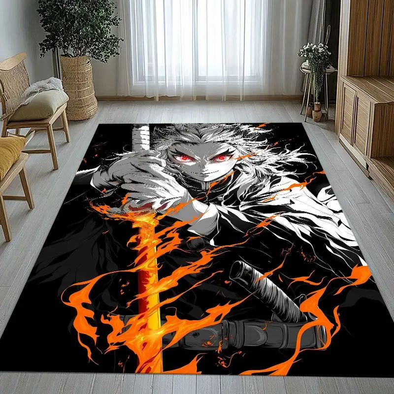 3D Demon Slayer Kimetsu no Yaiba Tanjiro Nezuko Anime Non-Slip Area Rug for Living Room,Bedroom Carpet Mat for Sofa,Home Decor