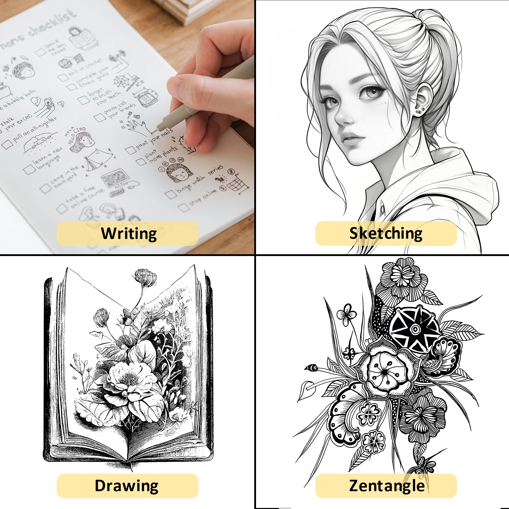 Black Micro Fine Pen 13/16Pcs Waterproof Pigment Liner Micron Pen Marker Set Sketch Hook Line Needle Pen Art Manga Outlining Pen