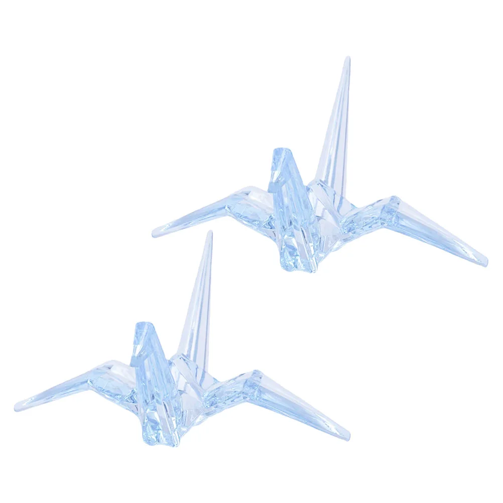 

2 Pcs 9cm Acrylic Crane naments Creative Crystal Model Toys Party Supplies Decorative Fairy Tale Gifts