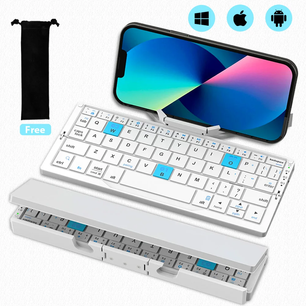 recarregavel ultra fino bluetooth ipad iphone mac teclado dobravel sem fio portatil com suporte do telefone 01