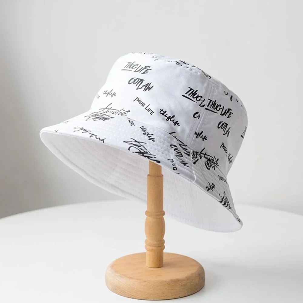 Graffiti Printed Fisherman Hat for Men and Women Personalized Fashion Outdoor Leisure Sunshade Versatile