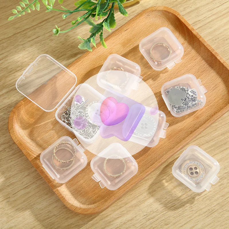 

Коробка для хранения из полипропилена, мини-прозрачный пластиковый чехол, контейнер, квадратная прямоугольная упаковочная коробка для ювелирных изделий, бусин, мелких предметов