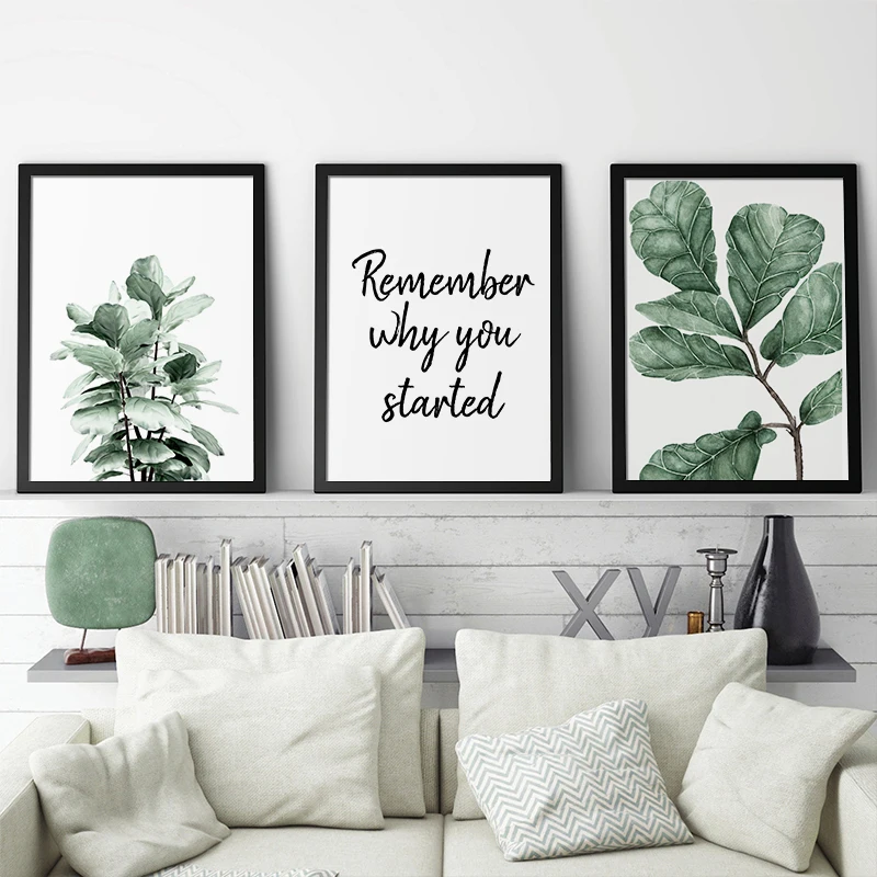 Violin Leaf Figs Interior Posters and Print Plant Wall Art Picture Minimalist Canvas Painting for Living Room Aisle Home Decor