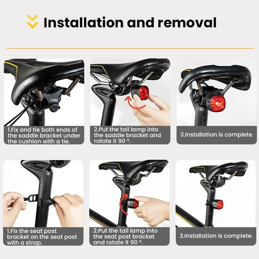 

Перезаряжаемый умный светодиодный задний фонарь для велосипеда, 6 режимов, IP66, водонепроницаемый, датчик тормоза велосипеда, задний фонарь для велосипеда, индукционный стоп-сигнал