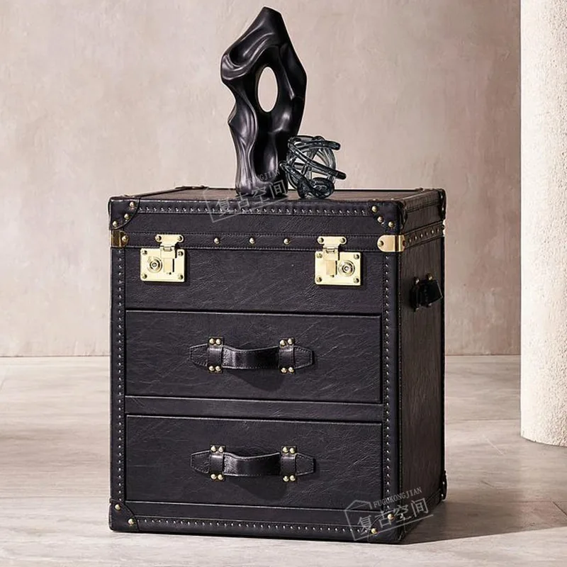 Medieval leather box edge, a few British retro old real belts, smoking storage side table, bedside table, cigar bar side table