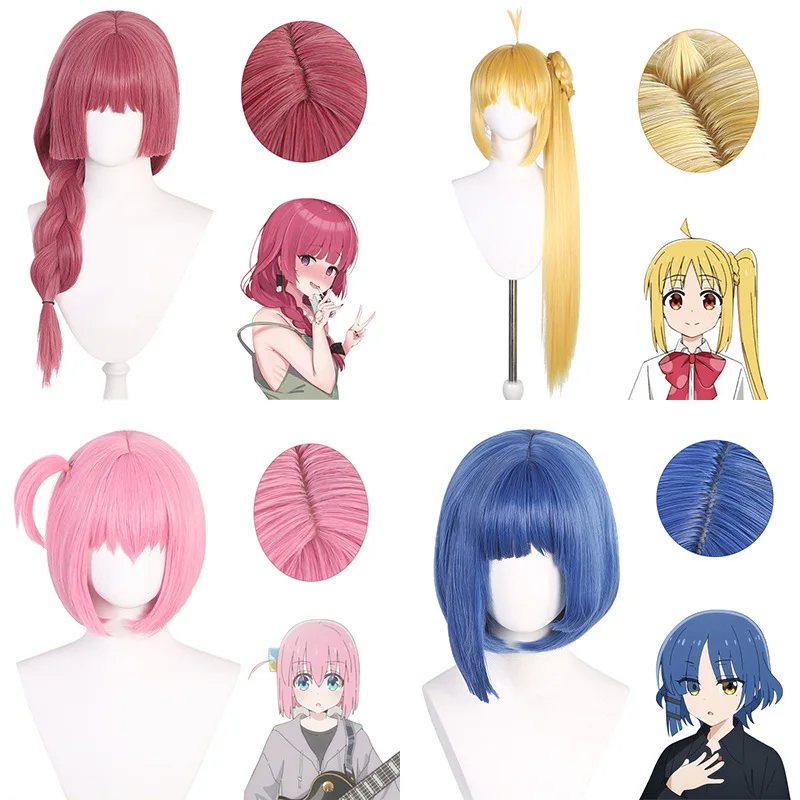 Lonely Rock Kikuri Hiroi Ryo Yamada Doku Gotou Hinata Ijichi Parrucca Cosplay Parte superiore del cuoio capelluto