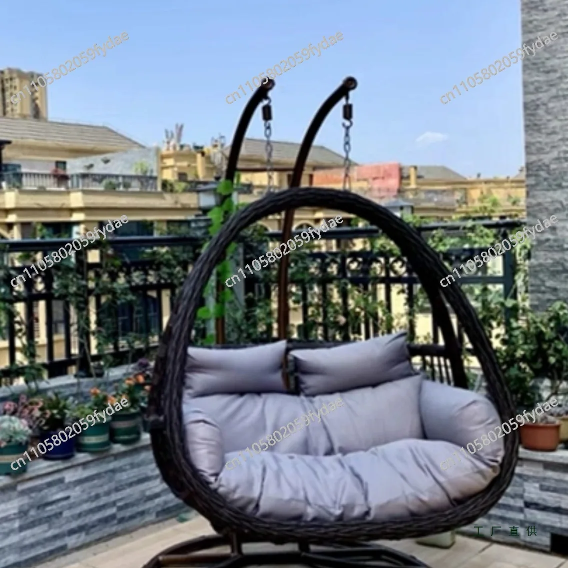 Hanging basket rattan chair balcony swing rocking courtyard double hanging chair indoor hammock household