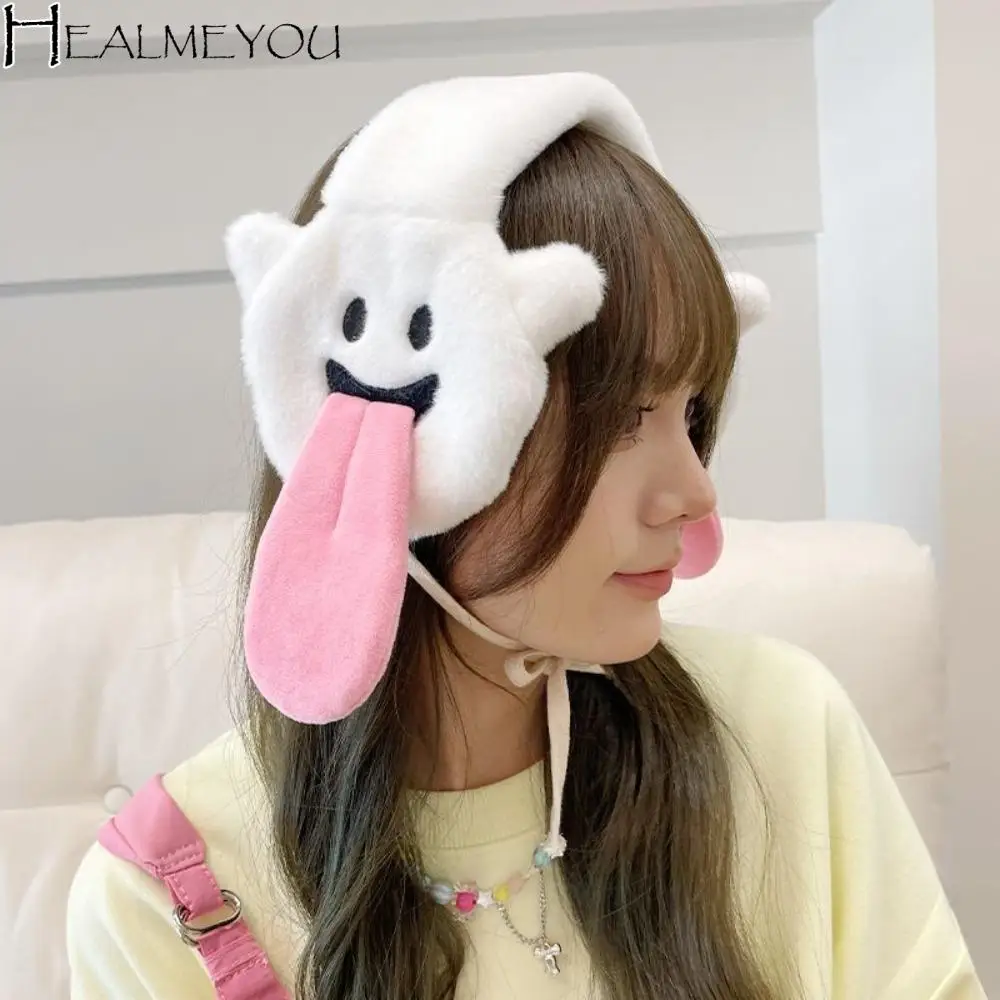 Soft Cartoon Ghost Plush Earmuffs Thickened Warm Funny Ear Protection Ear Covers Foldable Couple Halloween Gifts Outdoor