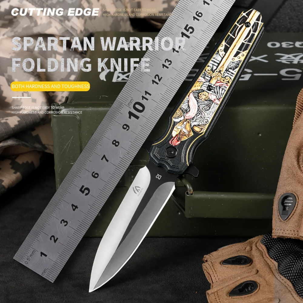 

HUANGFU High quality D2 steel folding knife Pocket knifealuminum alloy handle high hardness self-defense knife man gift