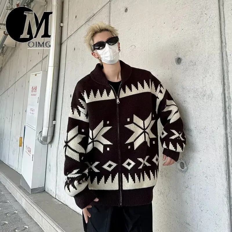 [OIMG] Knitted Cardigan Men's Women's Korean Style Trendy Diamond Grid Loose And Handsomer