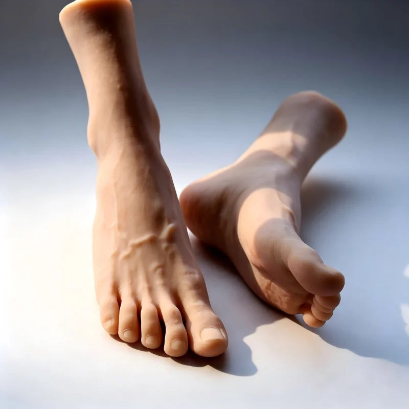 Handsome Realistic Male Foot Model Silicone Artificial Feet for Shoes Sock Display Photography Props Fake Nail Practice W40