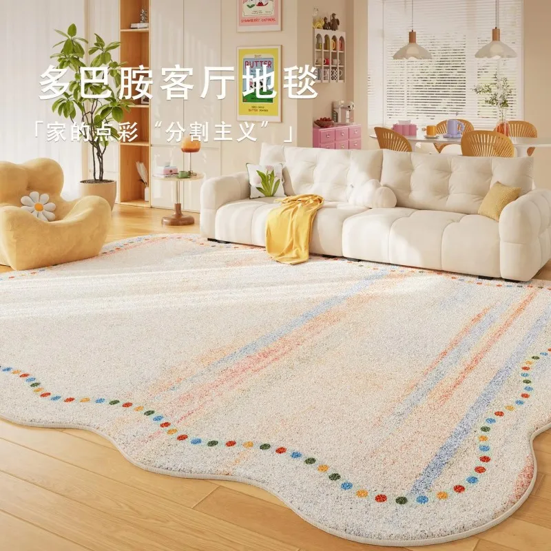 VIKAMA Wavy Lace Cream-Colored Rug for Bedrooms and Home Offices—Insulating, Warm, and Non-Slip Home Accessories