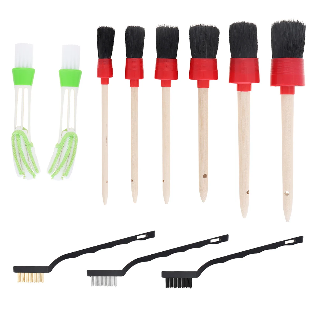 

11pcs Car Detailing Brush Set with Boars Hair Steel Wire Duster-Brushes Car Care for Cleaning Interior Exterior Leather Wheel