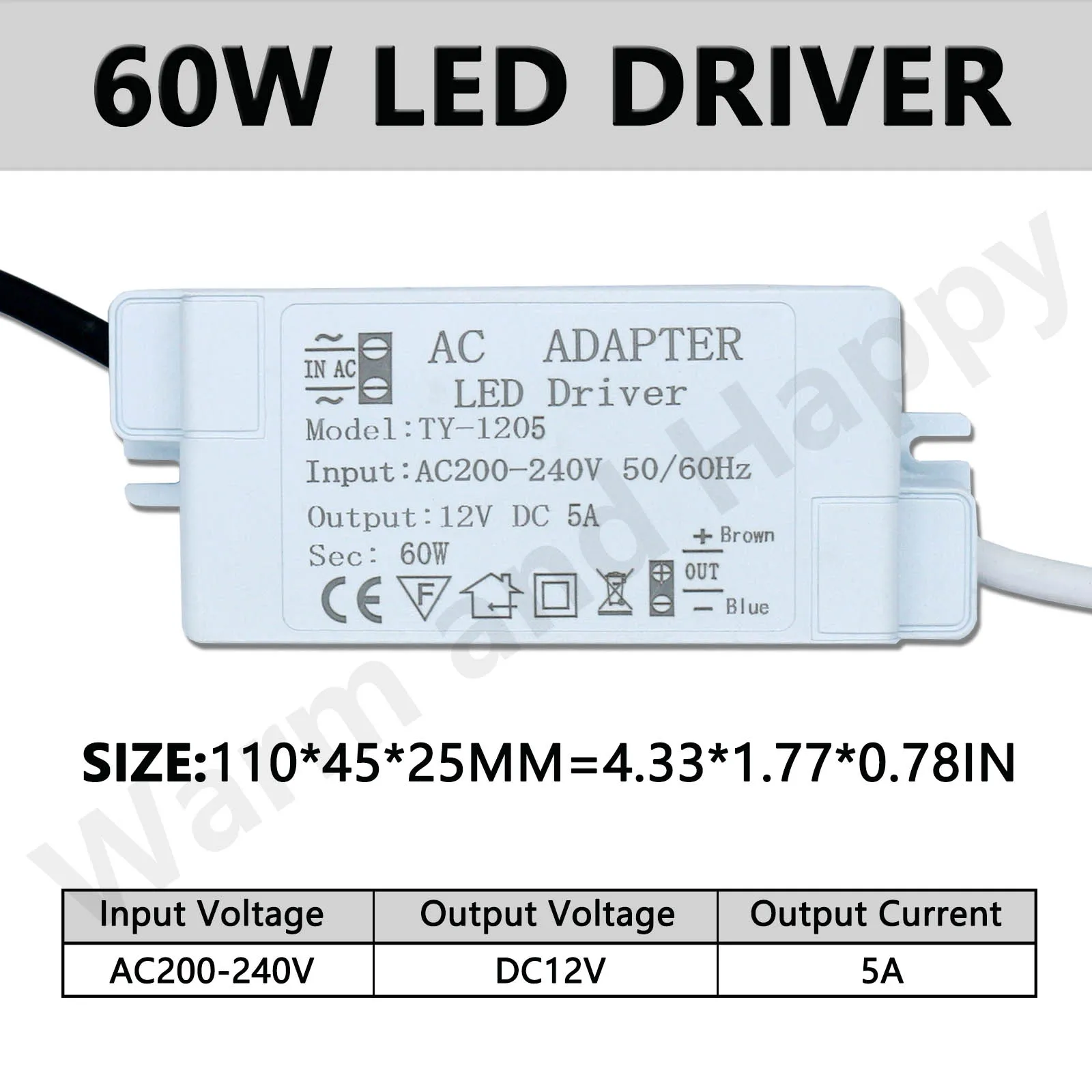 12W 24W 36W 60W LED Driver Power Supply For AC220 12V 1A 2A 3A 5A Power Supply Control Lighting Transformers For LED Light Strip